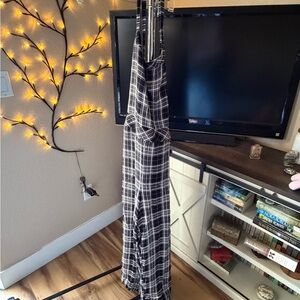 Torrid Black and White Plaid Jumpsuit